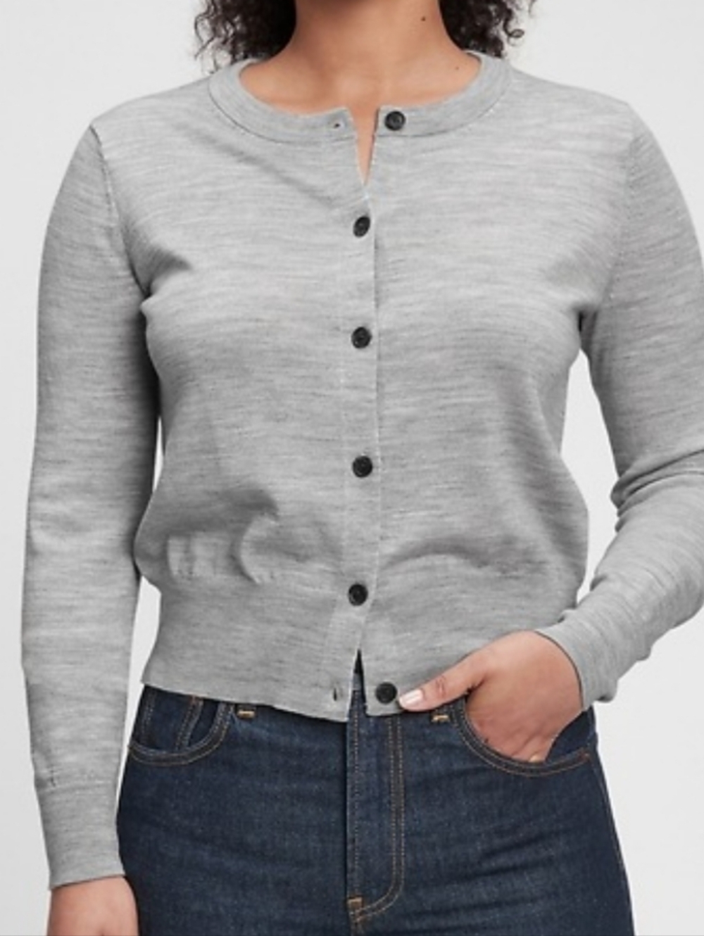 Gap Gray Merino Crewneck Cardigan L